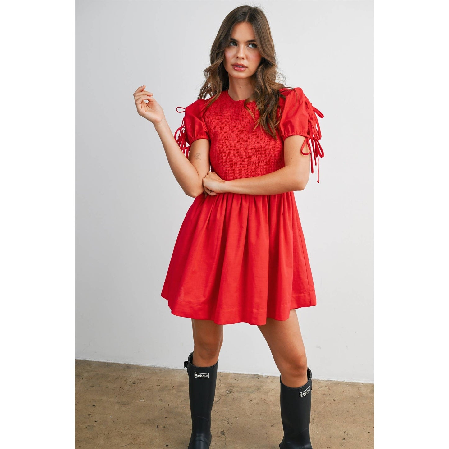 Brynna Tie Accent Dress: Red