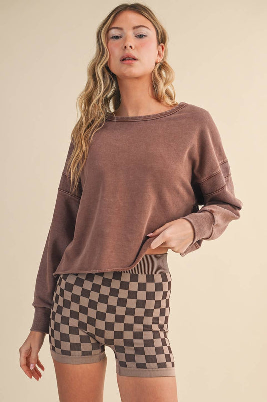 Comeback Around Cutout Sweatshirt: Chocolate