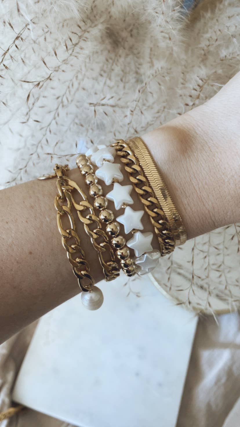 Stars paperclip chain 18k gold plated bracelet