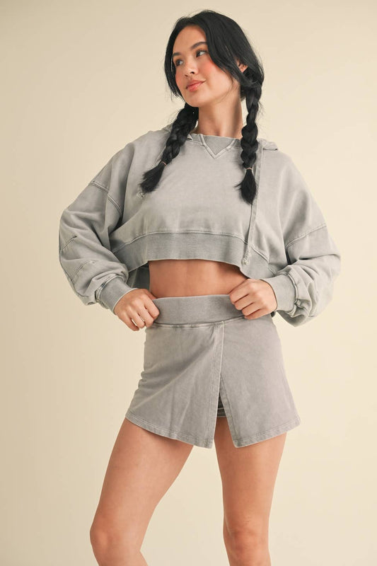 Mineral Wash Pullover Hoodie Gray