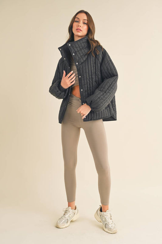 Black Classic Silhouette Quilted Jacket