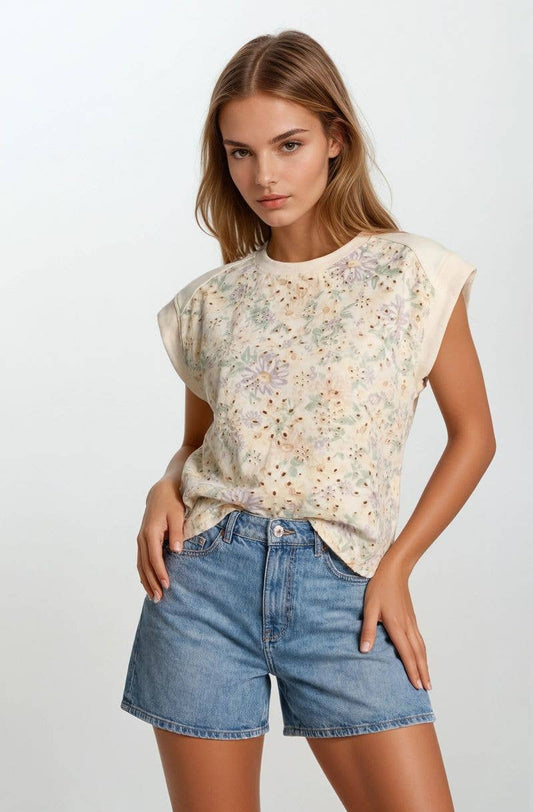 Rosie Floral Top: BUTTER
