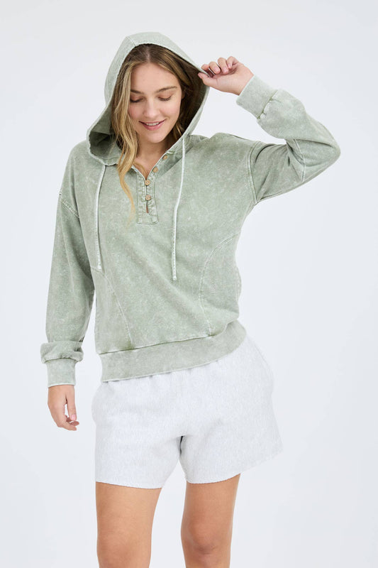 Hillary Washed Henley Hoodie