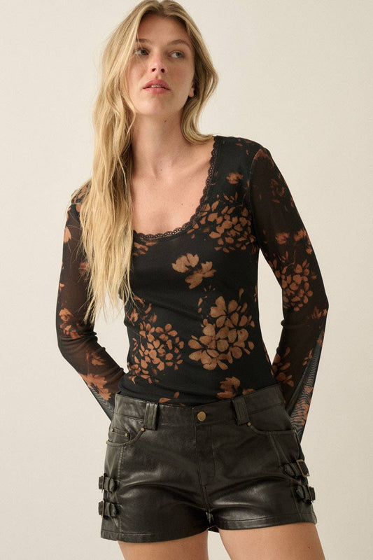 Paige Floral Mesh Top
