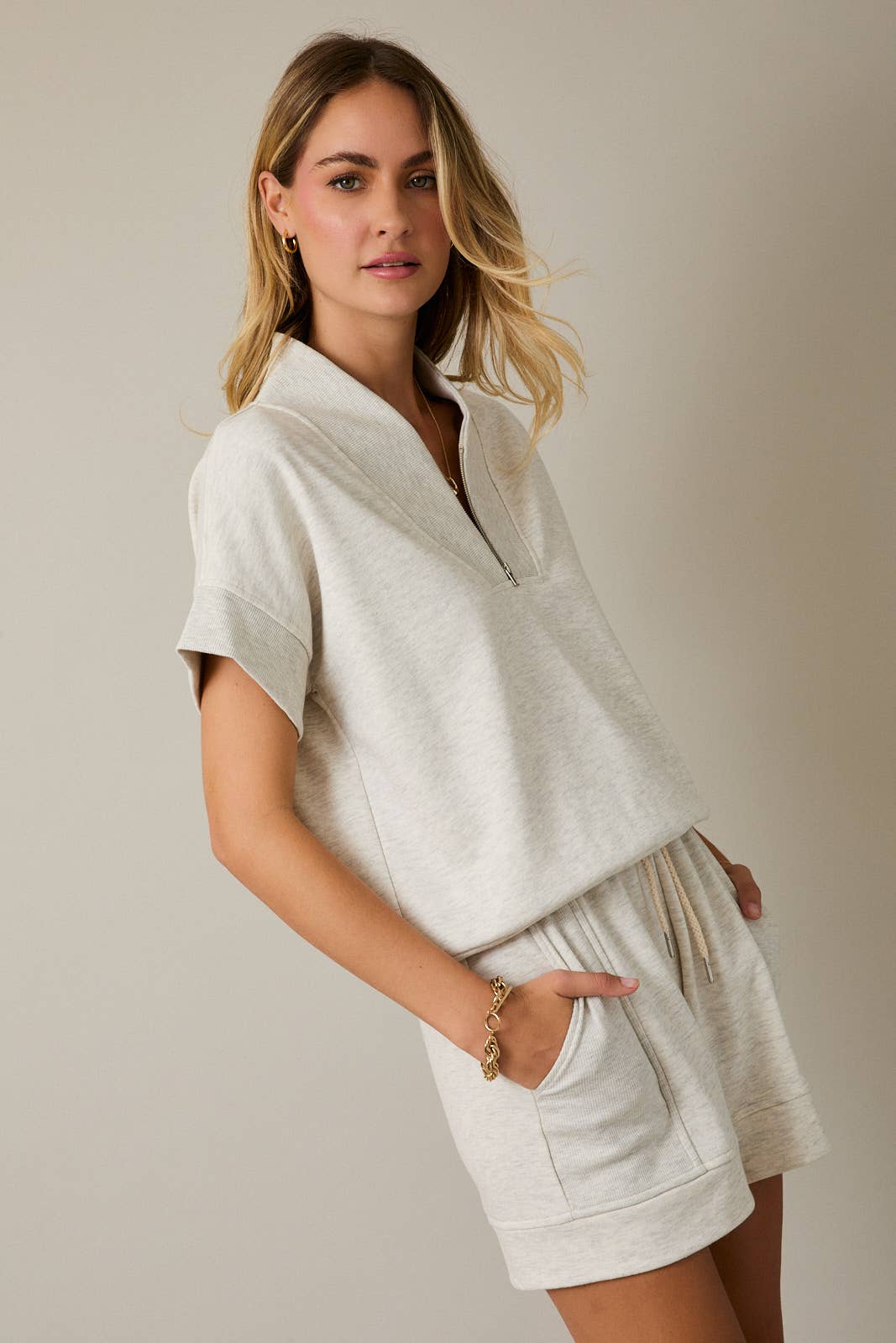 Torie Vneck Zipper Top