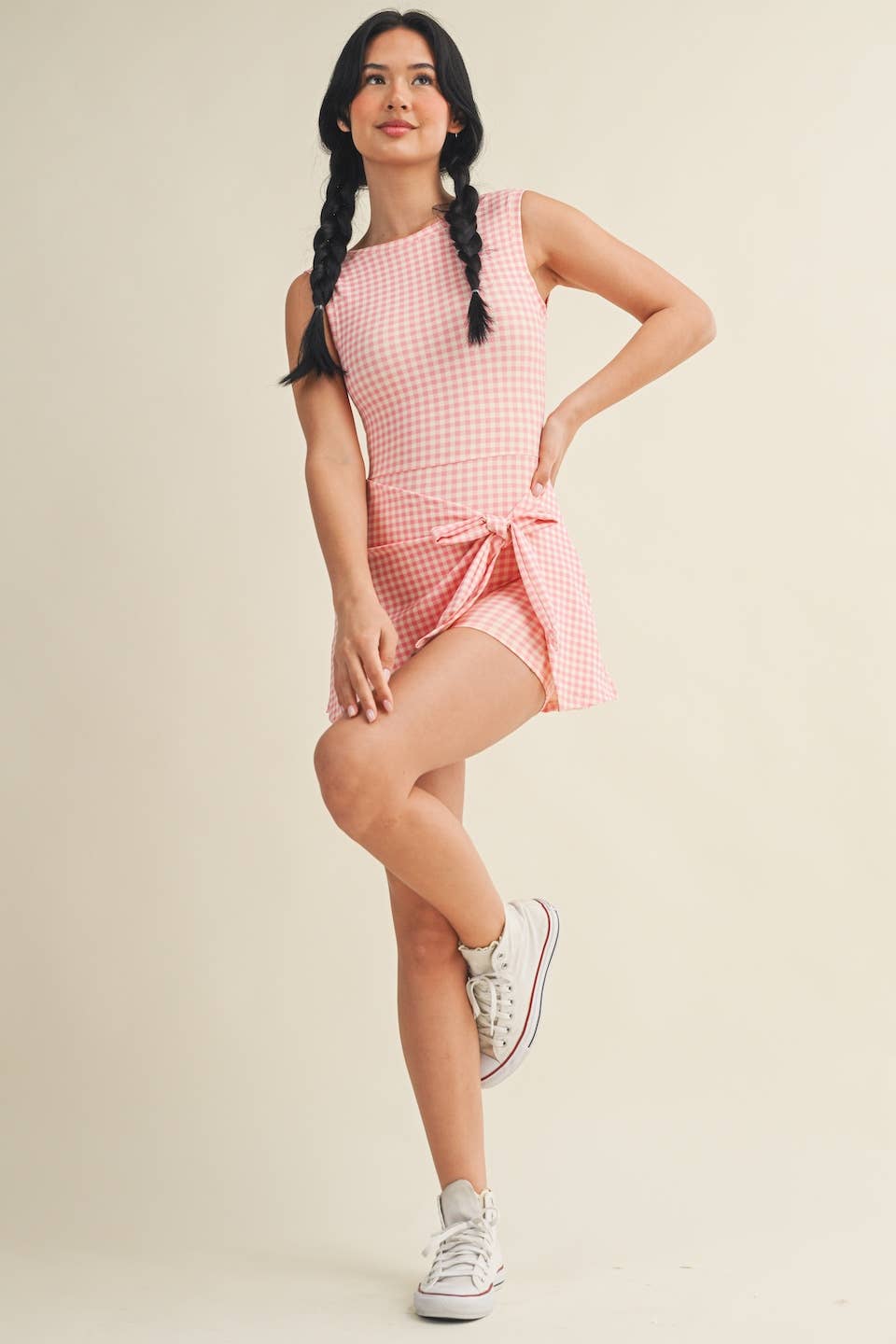 Match Point Gingham Active Dress -Pink