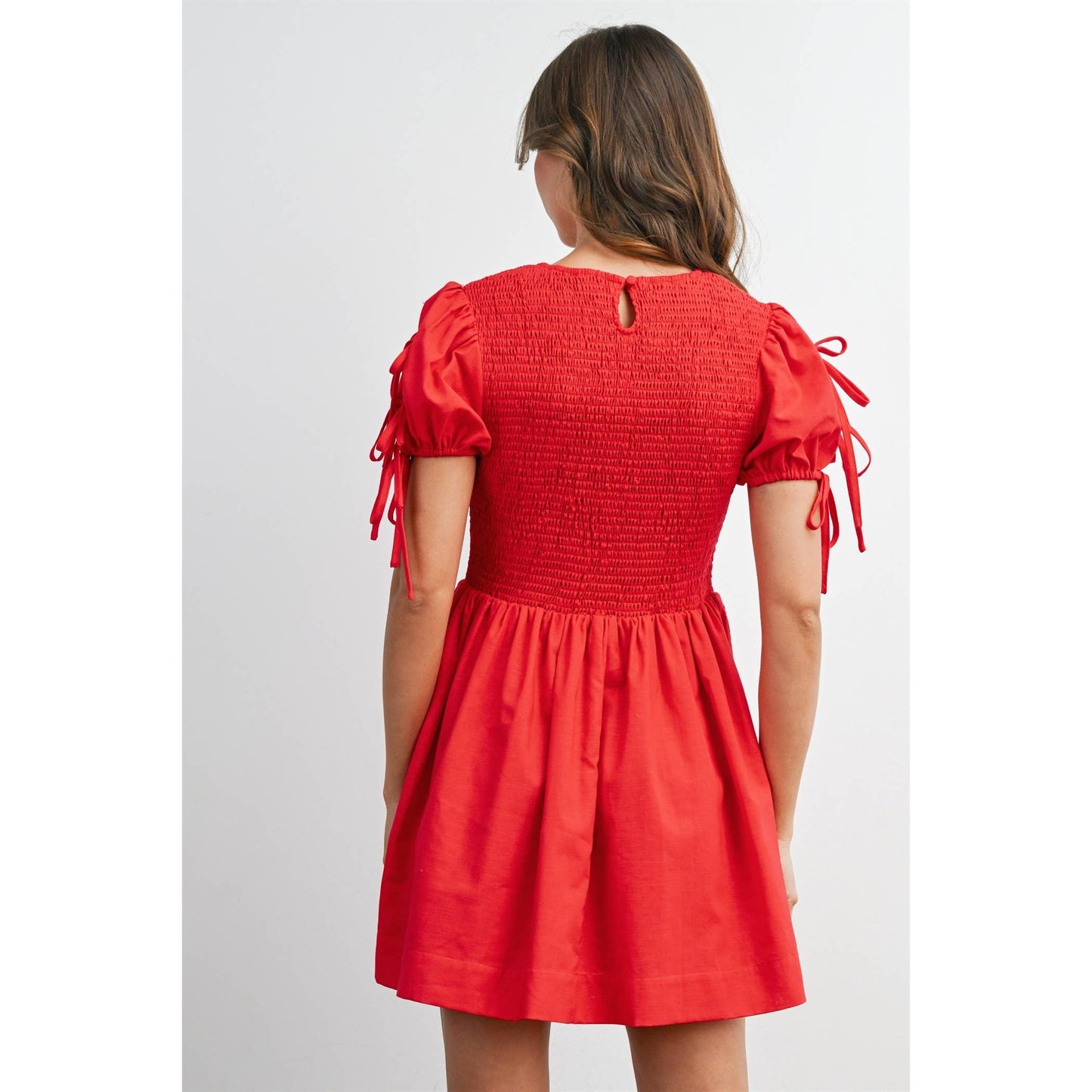 Brynna Tie Accent Dress: Red