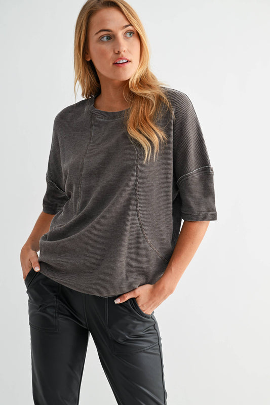 Make It Easy Waffle Tee: Espresso