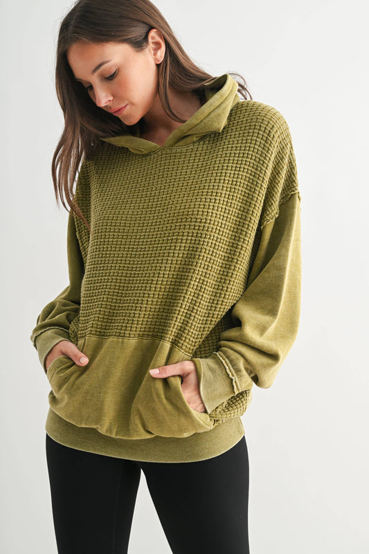 Duality Waffle Knit Hoodie: CAMO GREEN