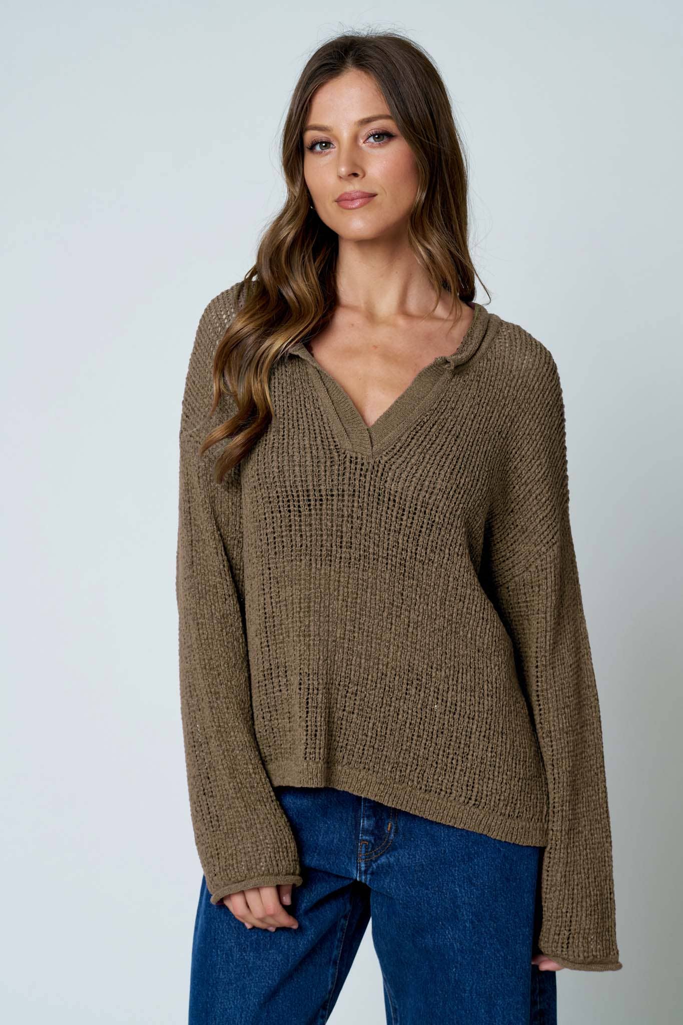 Bella Crochet Knit Long Sleeve / Chocolate Brown