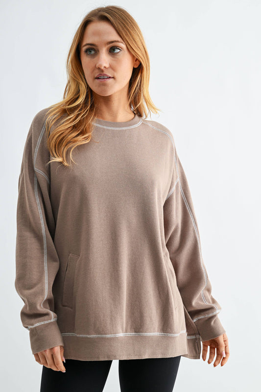 Stitchline Sweatshirt: Taupe