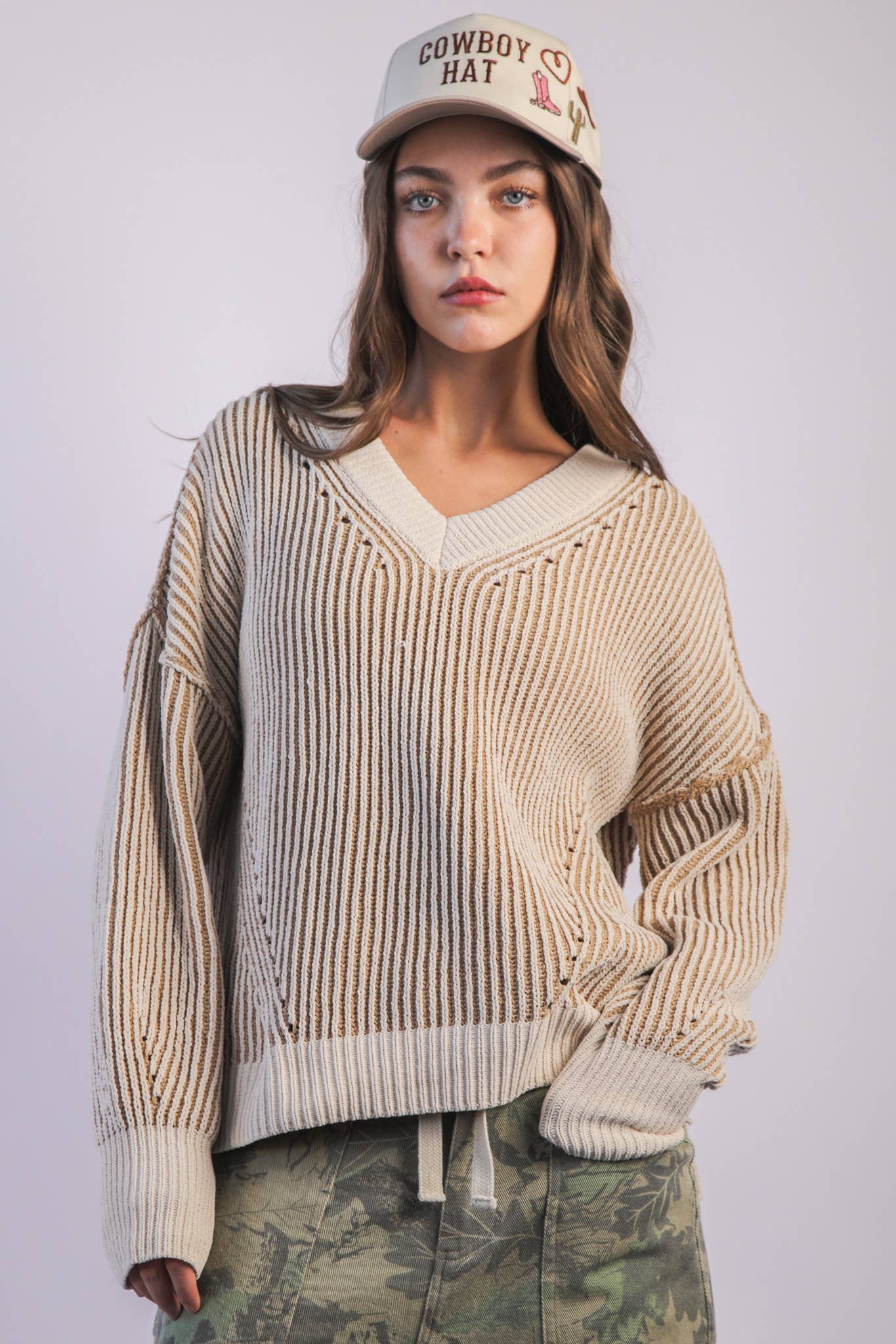 Fall Into Your Cart Two Tone Sweater