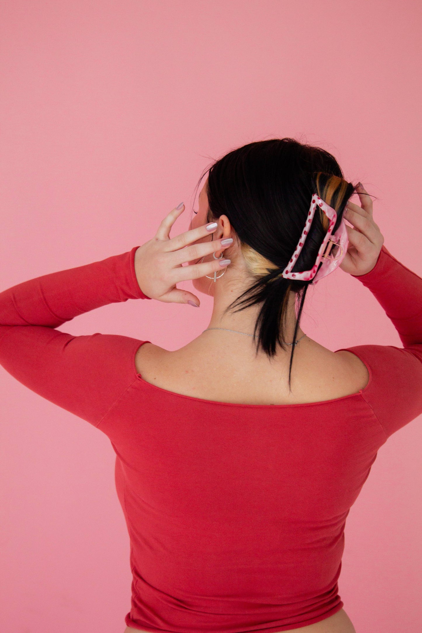 Pink & Red Polka Claw Clip