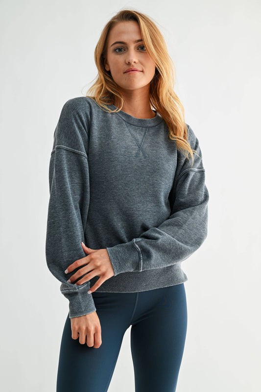 Burned Out Crewneck Sweater: MIDNIGHT NAVY