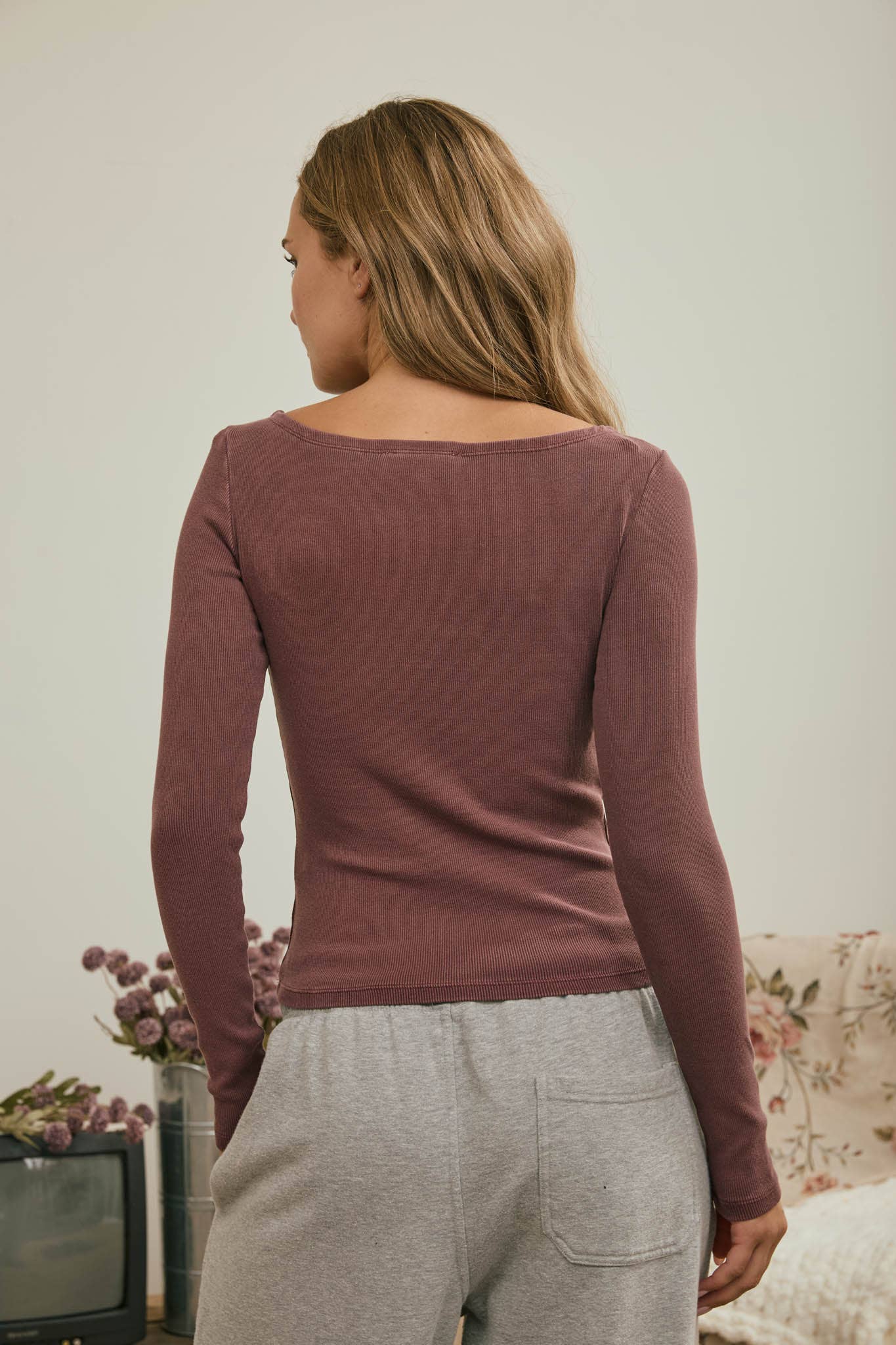Marlowe Ribbed Long Sleeve / Maroon