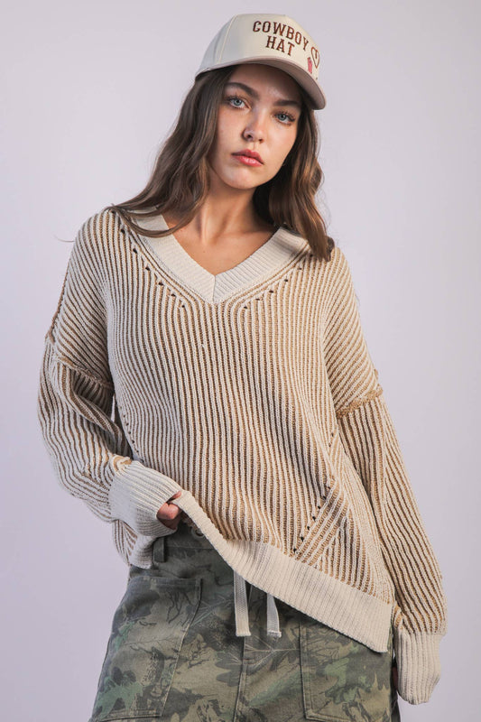 Fall Into Your Cart Two Tone Sweater