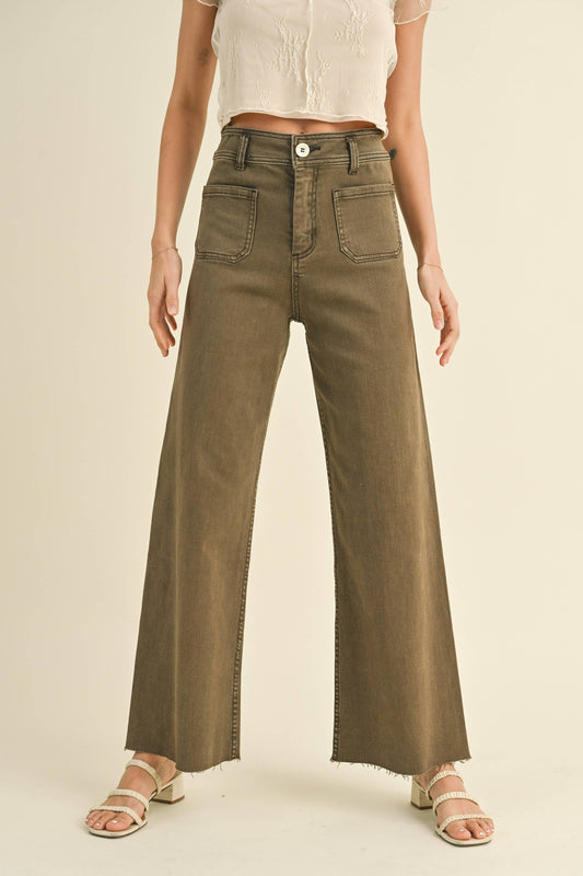 Stevie Wide Leg Pants: Washed Brown
