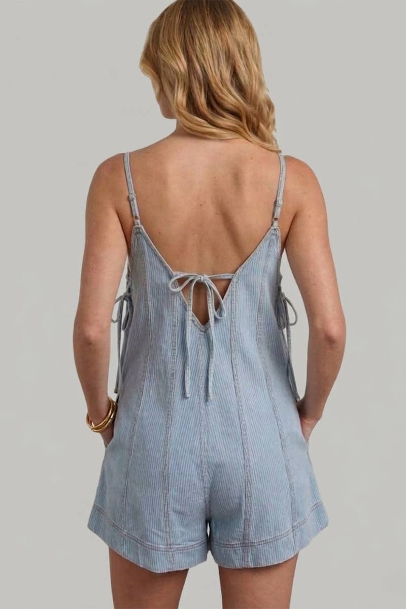 Kelsie Pinstripe Denim Romper
