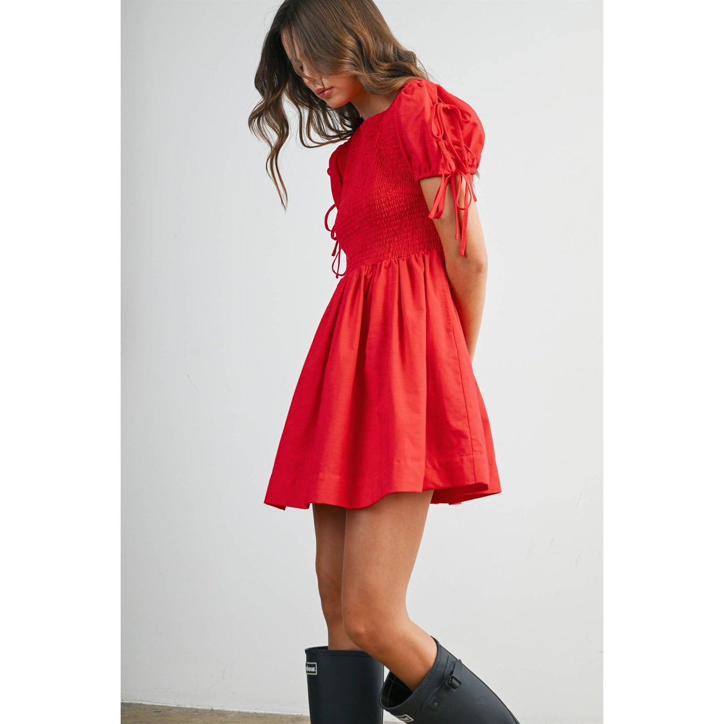 Brynna Tie Accent Dress: Red